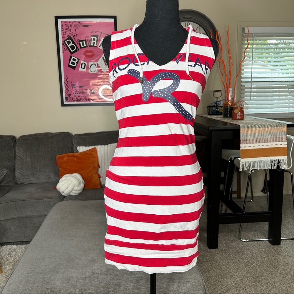 Y2K RocaWear Striped Hoodie Dress